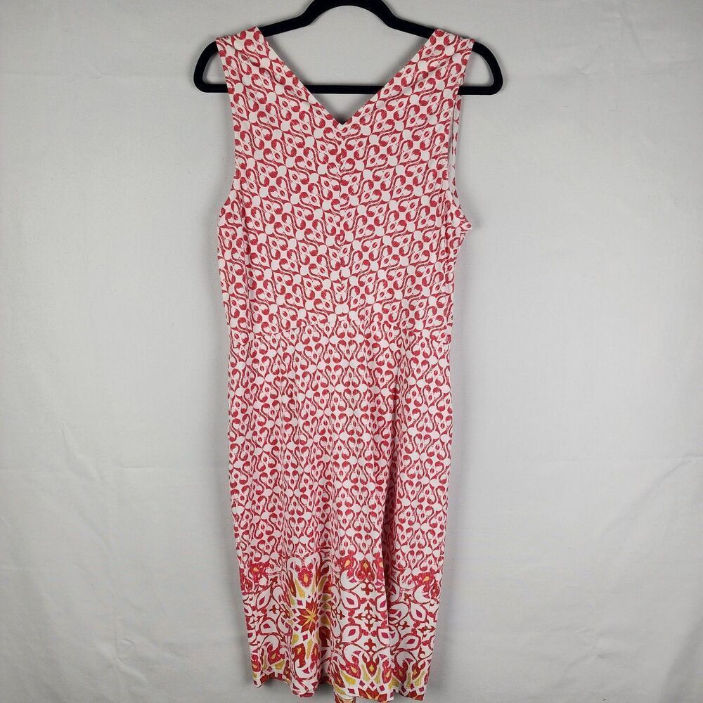 J McLaughlin Red and Yellow Summer Sun Dress w/Pockets Sleeveless Size Large - Picture 2 of 6